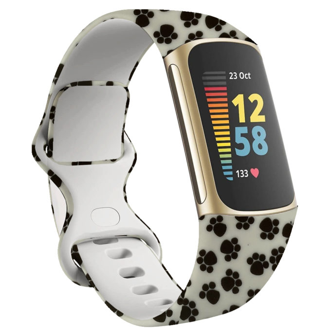 Fb.r70.f Main Paw Print StrapsCo Pattern Infinity Band For Fitbit Charge 5 Silicone Rubber Strap