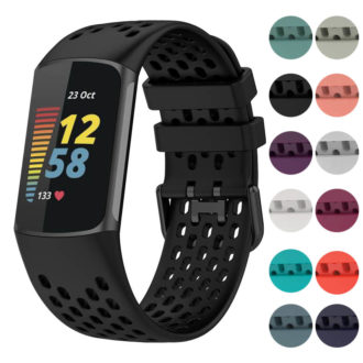 Fb.r71 Gallery (Black) StrapsCo Rubber Sport Band For Fitbit Charge 5 Silicone Strap