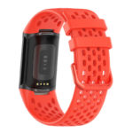 Fb.r71.6 Back Red StrapsCo Rubber Sport Band For Fitbit Charge 5 Silicone Strap
