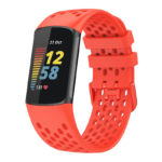 Fb.r71.6 Main Red StrapsCo Rubber Sport Band For Fitbit Charge 5 Silicone Strap