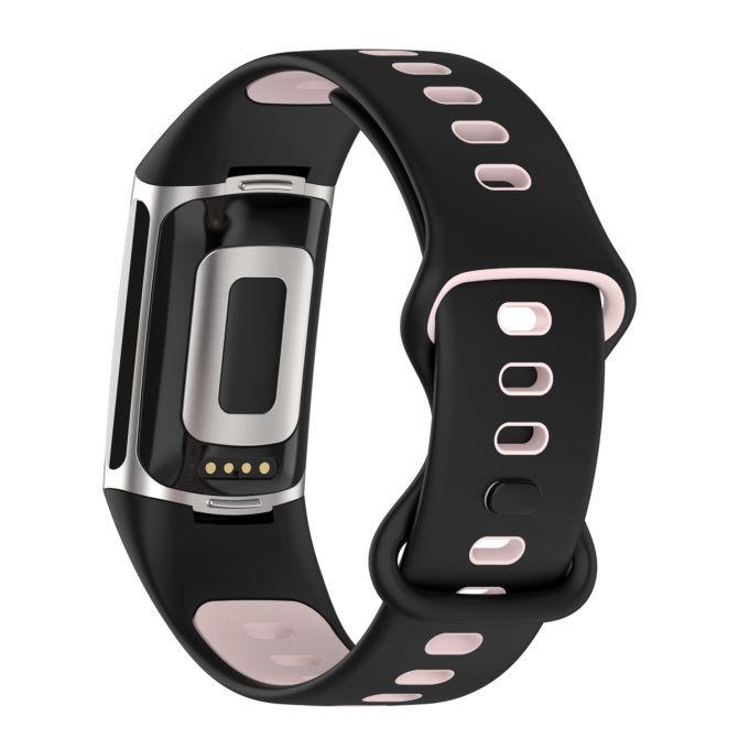 Fb.r72.1.13 Back Black & Pink StrapsCo Infinity Sport Band For Fitbit Charge 5 Silicone Rubber Strap