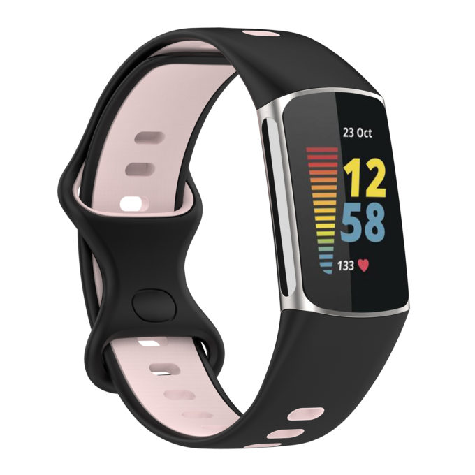 Fb.r72.1.13 Main Black & Pink StrapsCo Infinity Sport Band For Fitbit Charge 5 Silicone Rubber Strap