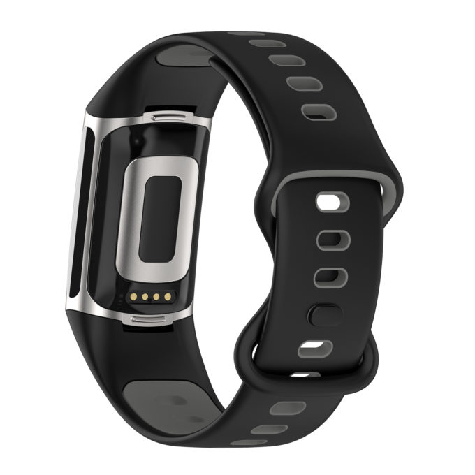 Fb.r72.1.7 Back Black & Grey StrapsCo Infinity Sport Band For Fitbit Charge 5 Silicone Rubber Strap
