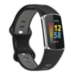 Fb.r72.1.7 Main Black & Grey StrapsCo Infinity Sport Band For Fitbit Charge 5 Silicone Rubber Strap