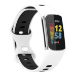 Fb.r72.22.1 Main White & Black StrapsCo Infinity Sport Band For Fitbit Charge 5 Silicone Rubber Strap