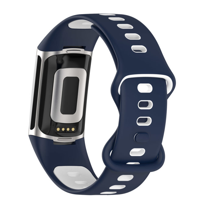 Fb.r72.5.22 Back Navy & White StrapsCo Infinity Sport Band For Fitbit Charge 5 Silicone Rubber Strap