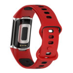 Fb.r72.6.1 Back Red & Black StrapsCo Infinity Sport Band For Fitbit Charge 5 Silicone Rubber Strap