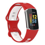 Fb.r72.6.22 Main Red & White StrapsCo Infinity Sport Band For Fitbit Charge 5 Silicone Rubber Strap