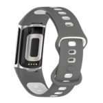 Fb.r72.7.22 Back Grey & White StrapsCo Infinity Sport Band For Fitbit Charge 5 Silicone Rubber Strap