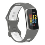 Fb.r72.7.22 Main Grey & White StrapsCo Infinity Sport Band For Fitbit Charge 5 Silicone Rubber Strap