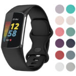 fb.r73 Gallery Black StrapsCo Rubber Infinity Band for Fitbit Charge 5 Silicone Strap