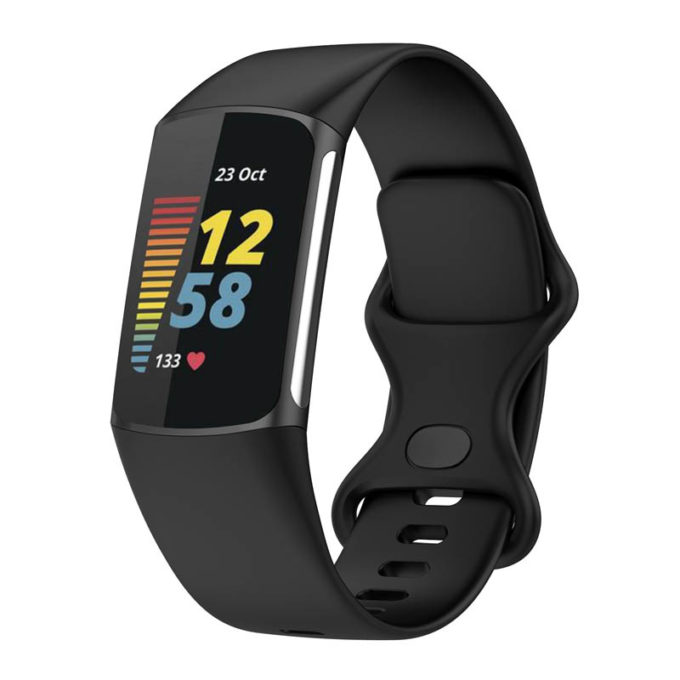 Fb.r73.1 Main Black StrapsCo Rubber Infinity Band For Fitbit Charge 5 Silicone Strap