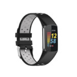 Fb.r75.1.7 Main Black & Grey StrapsCo Sport Band For Fitbit Charge 5 Silicone Rubber Strap