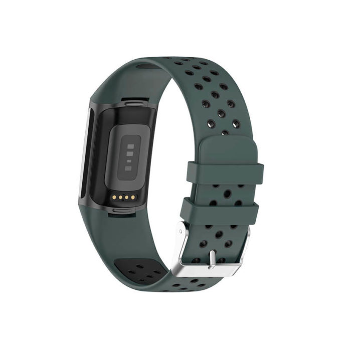 Fb.r75.11.1 Back Teal & Black StrapsCo Sport Band For Fitbit Charge 5 Silicone Rubber Strap