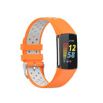 Fb.r75.12.7 Main Orange & Grey StrapsCo Sport Band For Fitbit Charge 5 Silicone Rubber Strap