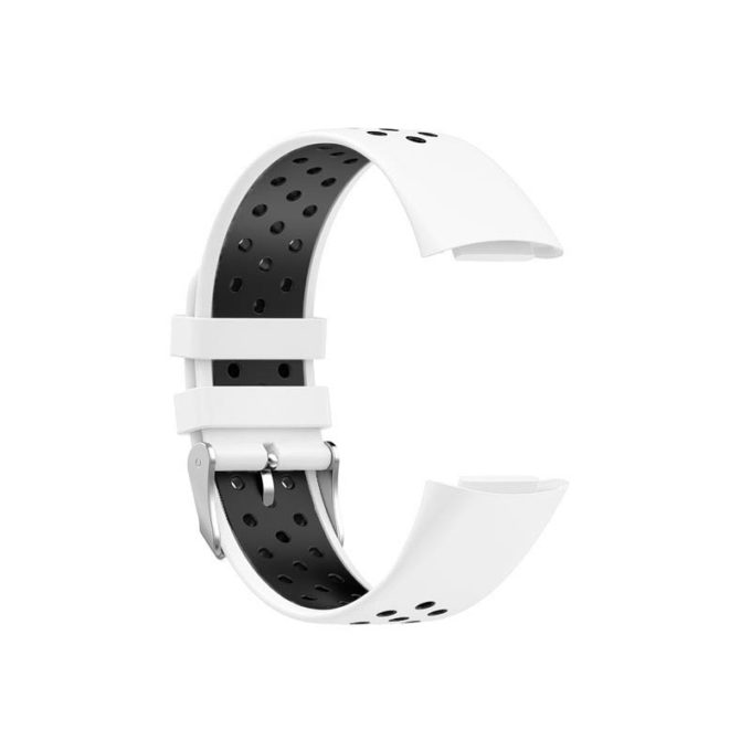 Fb.r75.22.1 Alt White & Black StrapsCo Sport Band For Fitbit Charge 5 Silicone Rubber Strap