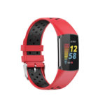 Fb.r75.6.1 Main Red & Black StrapsCo Sport Band For Fitbit Charge 5 Silicone Rubber Strap