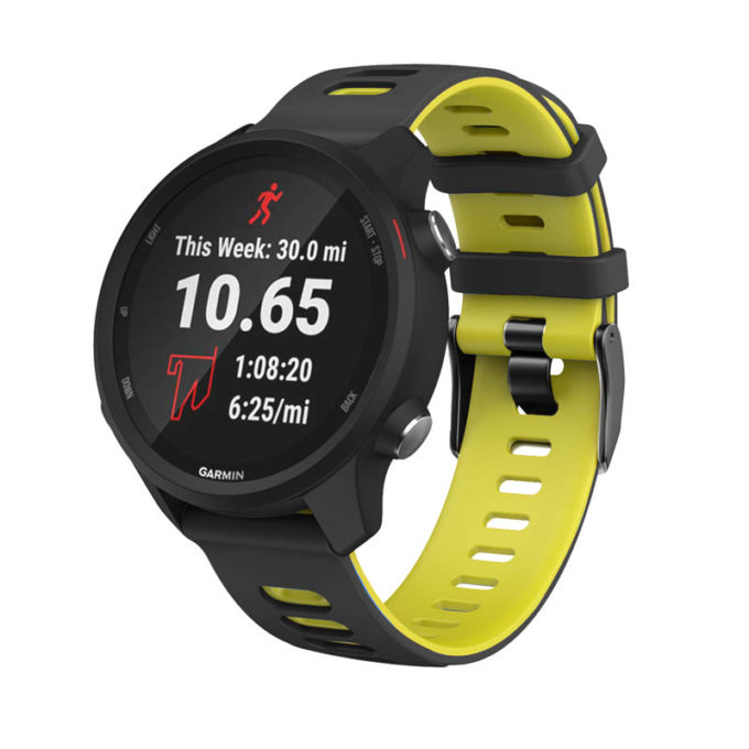 G.r58.1.10.20 Main Black & Yellow StrapsCo Silicone Band For Garmin Forerunner 245 645 Vivoactive 3 Vivomove