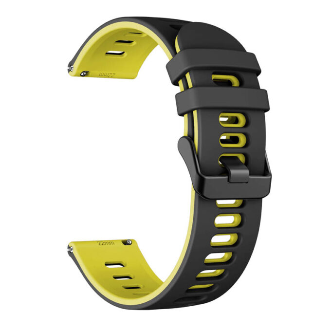 G.r58.1.10.22 Angle Black & Yellow StrapsCo Silicone Band For Garmin Vivoactive 4 Rubber Watch Strap