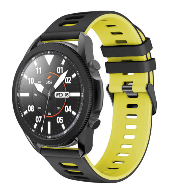 G.r58.1.10.22 Main Black & Yellow StrapsCo Silicone Band For Garmin Vivoactive 4 Rubber Watch Strap
