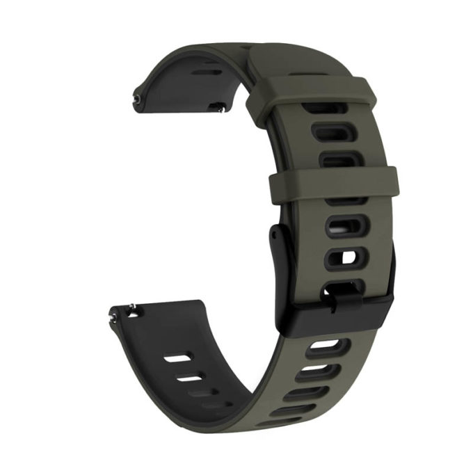 G.r58.11.1.20 Angle Army Green & Black StrapsCo Silicone Band For Garmin Forerunner 245 645 Vivoactive 3 Vivomove