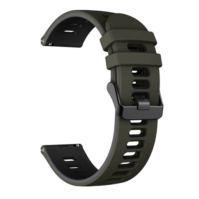 G.r58.11.1.22 Angle Army Green & Black StrapsCo Silicone Band For Garmin Vivoactive 4 Rubber Watch Strap