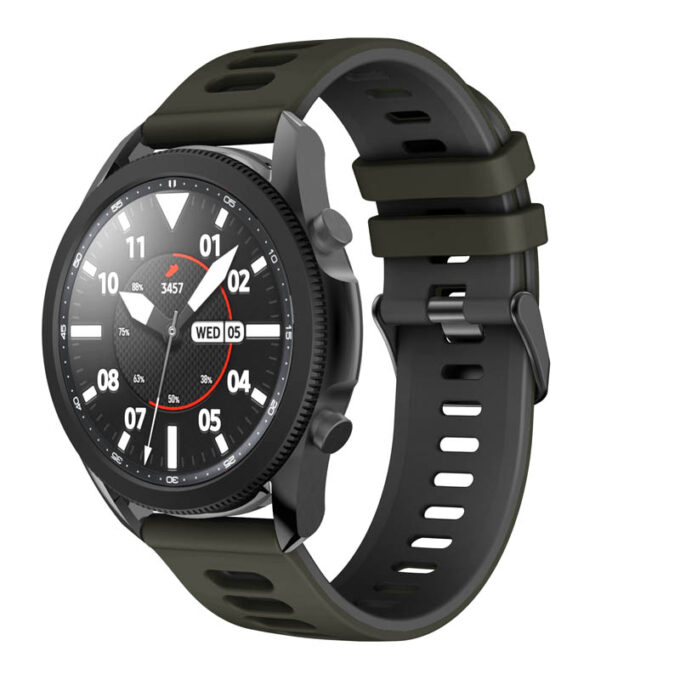 G.r58.11.1.22 Main Army Green & Black StrapsCo Silicone Band For Garmin Vivoactive 4 Rubber Watch Strap