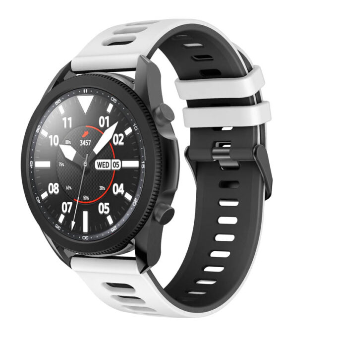 G.r58.22.1.22 Main White & Black StrapsCo Silicone Band For Garmin Vivoactive 4 Rubber Watch Strap
