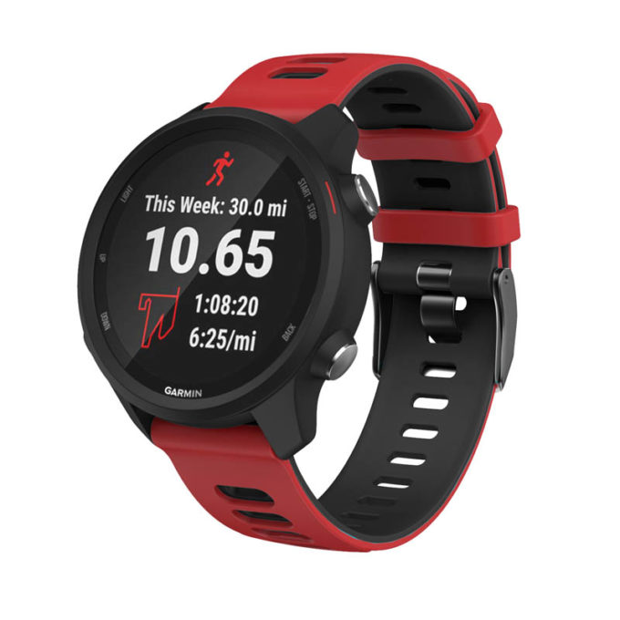 G.r58.6.1.20 Main Red & Black StrapsCo Silicone Band For Garmin Forerunner 245 645 Vivoactive 3 Vivomove