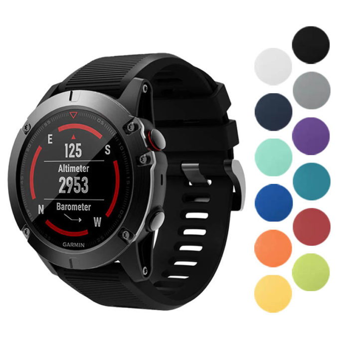 g.r70 Gallery Black StrapsCo Silicone Strap for Garmin Fenix 5X