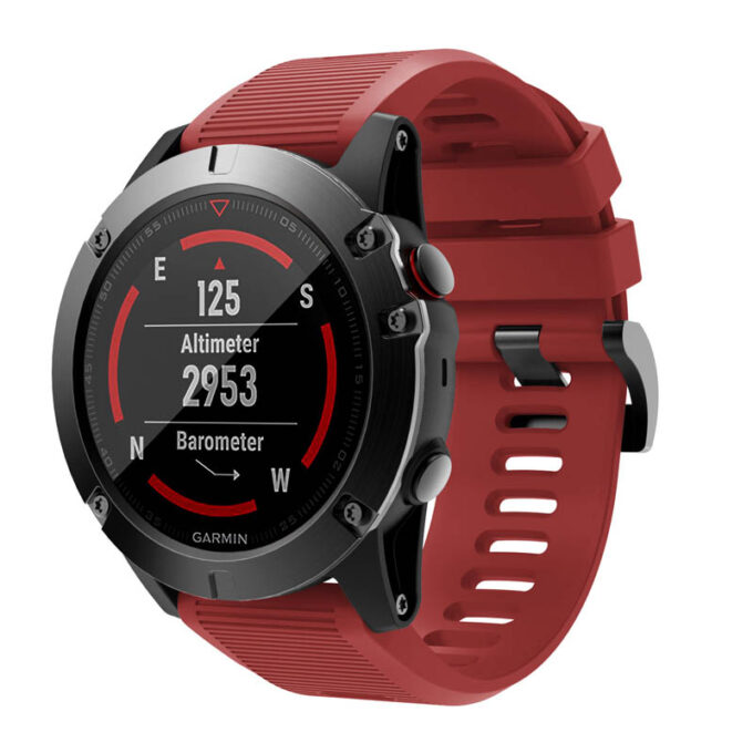G.r70.6 Main Red StrapsCo Silicone Strap For Garmin Fenix 5X