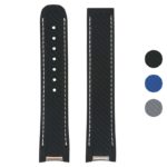 r.om5 .1 Gallery Black StrapsCo Silicone Rubber Strap for Omega Seamaster Aqua Terra with White Stitching