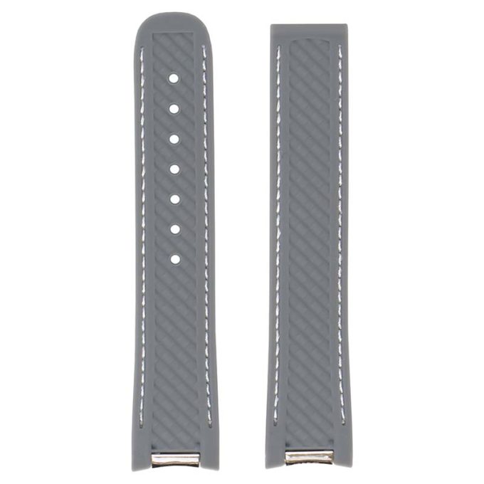 r.om5 .7 Main Grey StrapsCo Silicone Rubber Strap for Omega Seamaster Aqua Terra with White Stitching