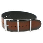 Sp.dn7a.2 Round Mahogany StrapsCo Woodland Single Pass NATO Strap Genuine Italian Leather Band