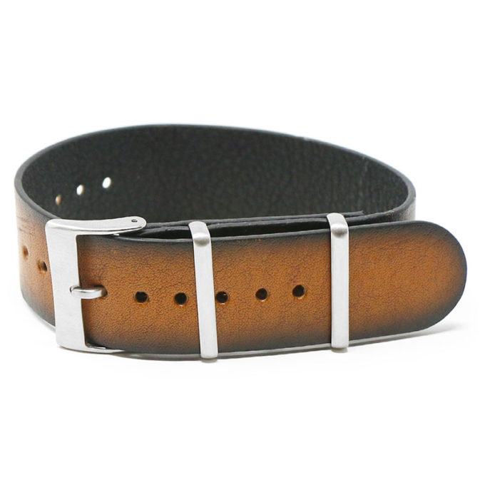 Sp.dn7a.3 Round Rust StrapsCo Woodland Single Pass NATO Strap Genuine Italian Leather Band