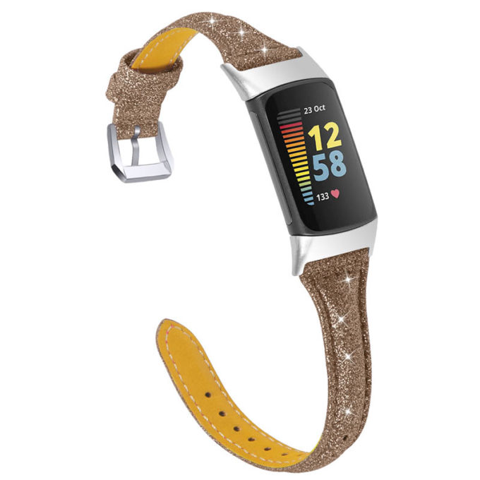 Fb.l48.123 Main Metallic Rainbow StrapsCo Sparkling Genuine Leather Strap For Fitbit Charge