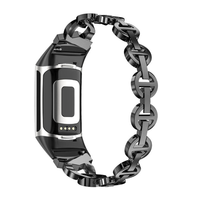 fb.m157.mb Back Black strapsco Rhinestone Circle Link Bracelet for Fitbit Charge 5