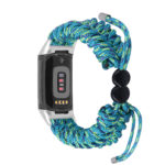 fb.ny46.11a Back Blue Green strapsco Nylon Braided Paracord Strap for Fitbit Charge 5