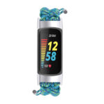 fb.ny46.11a Front Blue Green strapsco Nylon Braided Paracord Strap for Fitbit Charge 5