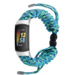 fb.ny46.11a Main Blue Green strapsco Nylon Braided Paracord Strap for Fitbit Charge 5