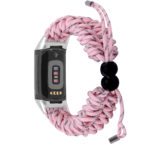fb.ny46.13 Back Pink Grey strapsco Nylon Braided Paracord Strap for Fitbit Charge 5