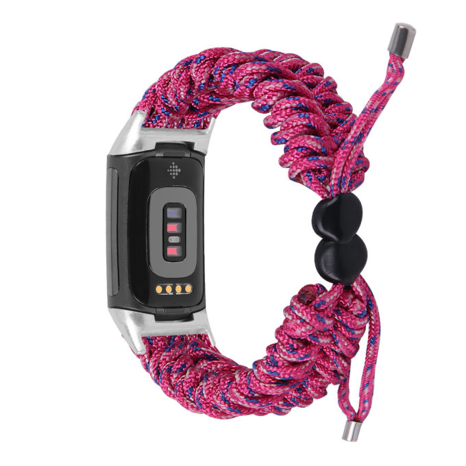 fb.ny46.13a Back Pink Blue White strapsco Nylon Braided Paracord Strap for Fitbit Charge 5