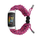 fb.ny46.13a Main Pink Blue White strapsco Nylon Braided Paracord Strap for Fitbit Charge 5