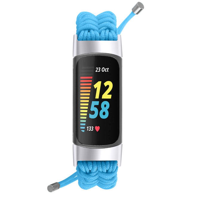 fb.ny46.5 Front Sky Blue strapsco Nylon Braided Paracord Strap for Fitbit Charge 5