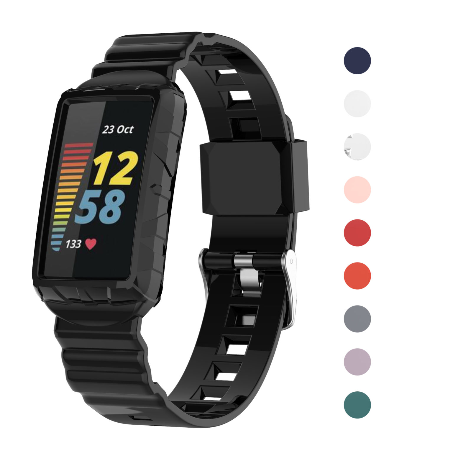 Clip In Silicone Per Fitbit Charge 6 (rosso Vinaccio) - Cinturino Di Ricambio A Clip Per Liberare Le Mani - 3