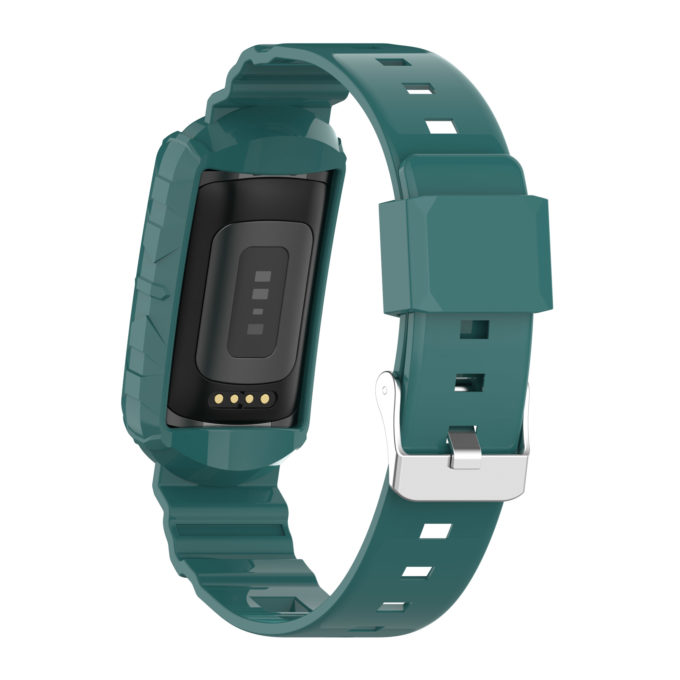 fb.r76.11 Back Green strapsco Textured Protective Case Strap for Fitbit Charge 5