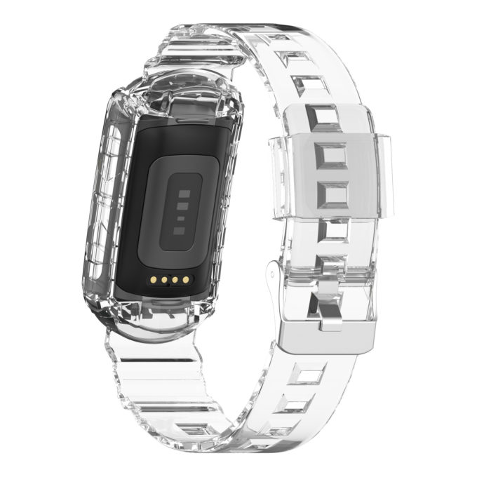 fb.r76.22a Back Transparent strapsco Textured Protective Case Strap for Fitbit Charge 5
