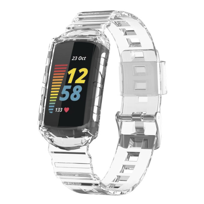 fb.r76.22a Main Transparent strapsco Textured Protective Case Strap for Fitbit Charge 5