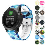 g.r30.h Gallery Blue Camo StrapsCo QuickFit 22 Silicone Rubber Watch Band Strap for Garmin Fenix 5 Forerunner 935 Instinct