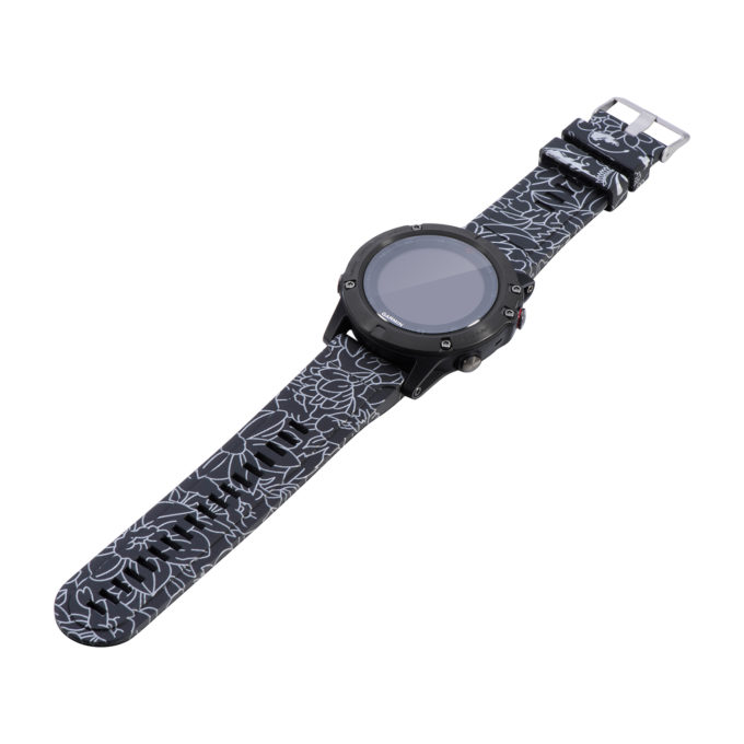 g.r31.h Alt Chrome Flowers StrapsCo QuickFit 22 Silicone Rubber Watch Band Strap for Garmin Fenix 5 Forerunner 935 Instinct